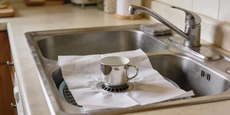 Quando saio de casa, sempre coloco um copo e uma folha de papel na pia e fico feliz com a minha esperteza