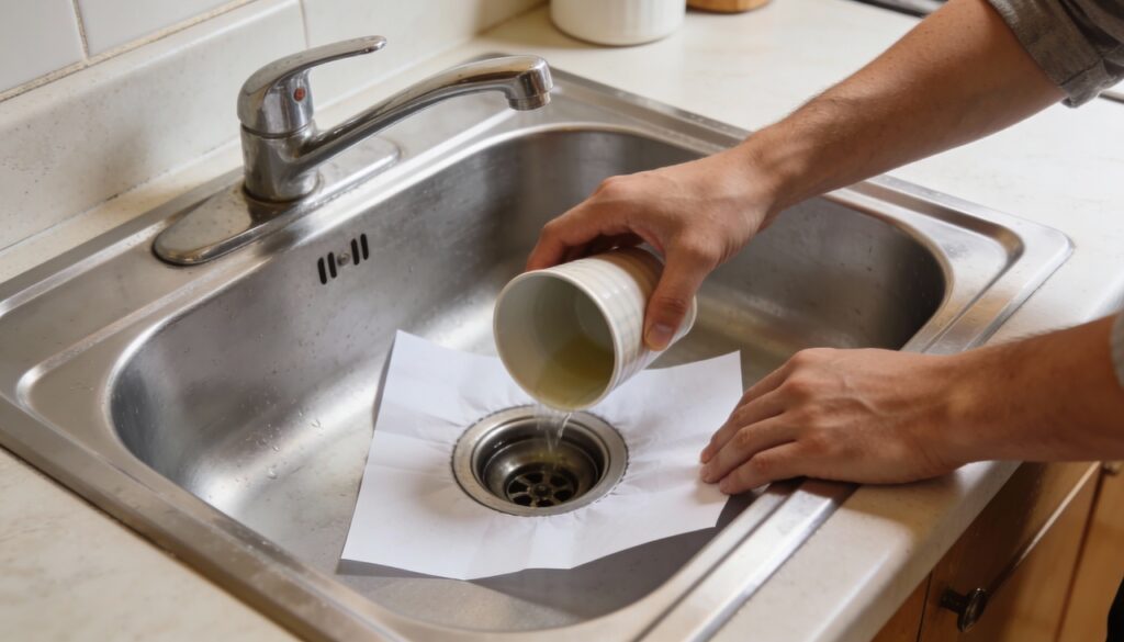 Quando saio de casa, sempre coloco um copo e uma folha de papel na pia e fico feliz com a minha esperteza