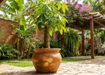 Para que serve colocar a árvore-da-fortuna perto da entrada e por que é recomendado