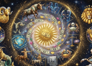 Ilustração com diversos signos do zodíaco