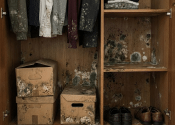 Armário com muito mofo presente na madeira