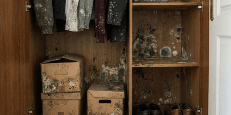 Armário com muito mofo presente na madeira