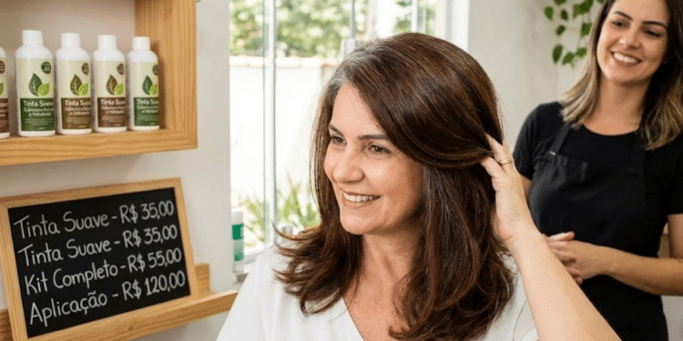 Lista com cinco tintas suaves ideais para cobrir cabelos brancos sem ressecar e valores atualizados