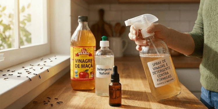 O spray de vinagre e detergente que limpa e protege sua casa