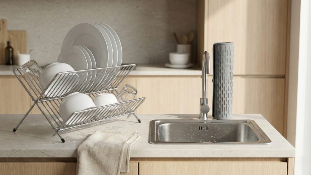 Adeus escorredor gigante: essa nova tendência seca louça, ocupa pouco espaço e ainda vira apoio para panela em 2026