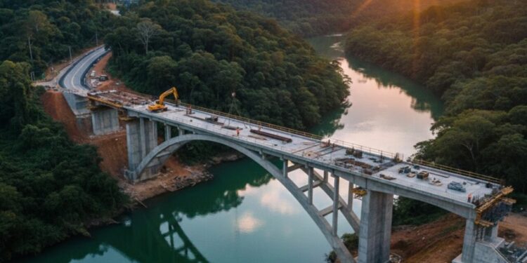 Obras de R$ 8,4 milhões da ponte sobre o Ribeirão Aldeia Grande avançam, chegam a 42% de execução e projeto promete facilitar o deslocamento de pessoas e impulsionar o turismo doméstico