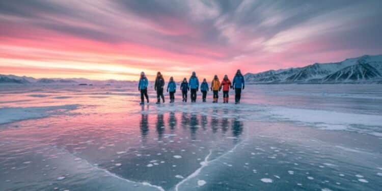 Poloneses caminham sobre mar congelado e vídeo do frio extremo viraliza com imagens impressionantes
