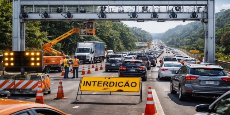 Nova interdição na Rodovia Imigrantes para implantação de pedágio eletrônico Free Flow pode afetar milhares de motoristas