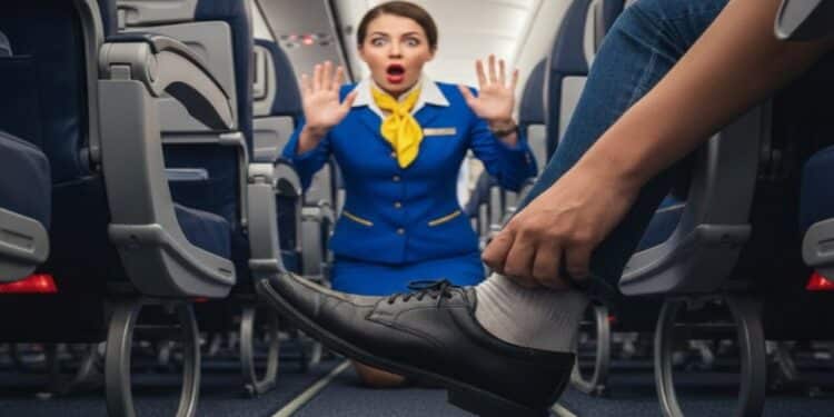 Revelado o motivo pelo qual você nunca deve tirar os sapatos em um avião