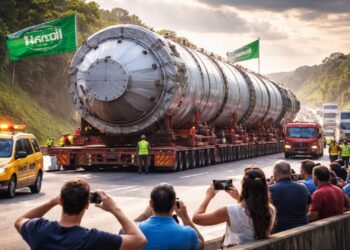 Supercarreta com carga milionária destinada à Arábia Saudita causa interdição em rodovia paulista durante operação delicada que impressionou motoristas