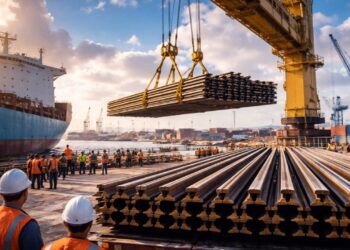 Megacarregamento vindo da China impulsiona obras da ferrovia mais esperada do Brasil com a chegada de 33,9 mil toneladas de trilhos