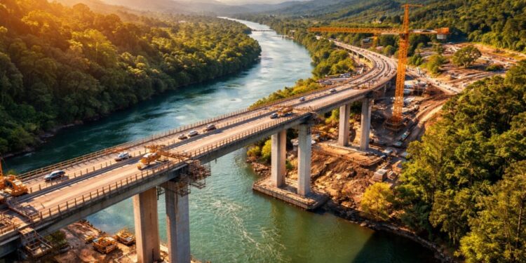 Obras para nova ponte sobre o rio Piraí de 510 metros avançam e projeto promete duplicação estratégica da BR-280 para reduzir o tempo de viagens em SC