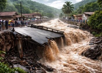 Município do Agreste de Pernambuco fica isolado após desabamento de ponte causado por fortes chuvas