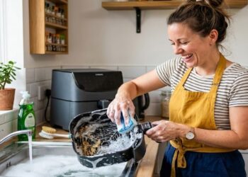 O jeito fácil de eliminar toda a gordura da sua air fryer em poucos minutos com essa dica