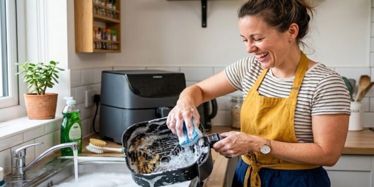 O jeito fácil de eliminar toda a gordura da sua air fryer em poucos minutos com essa dica