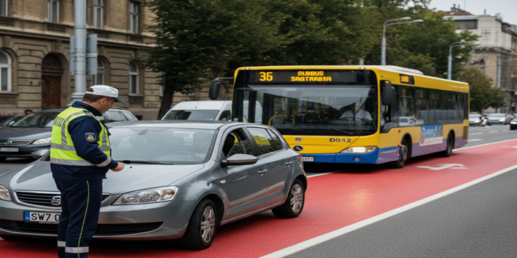 Motoristas que trafegam na faixa exclusiva para ônibus correm o risco de receber multas de até RON 1.620