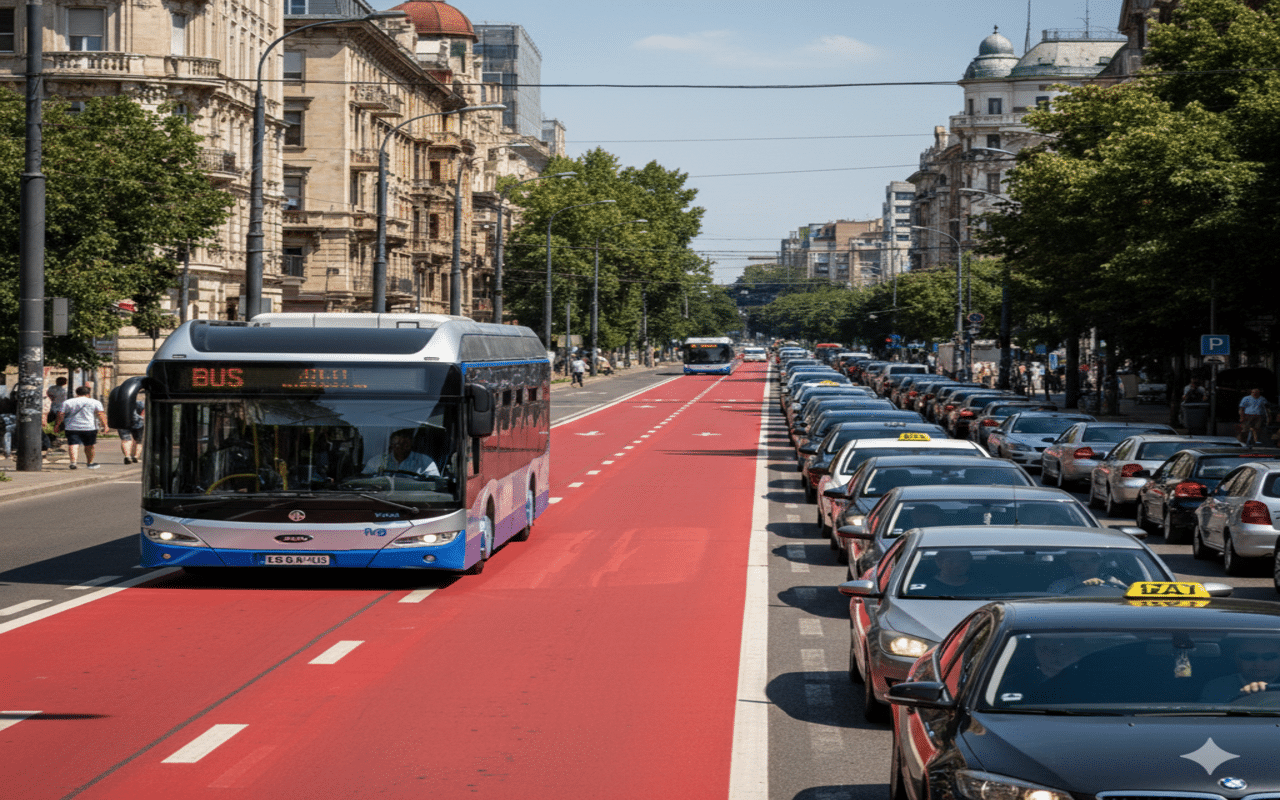 Motoristas que trafegam na faixa exclusiva para ônibus correm o risco de receber multas de até RON 1.620
