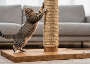 Monte em casa um arranhador de sisal e madeira que resiste ao uso intenso dos gatos e protege seus móveis