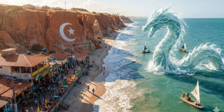 A vila no Nordeste onde nasceu o Dragão do Mar tem paredões rochosos de 30 metros e uma Broadway à beira da praia