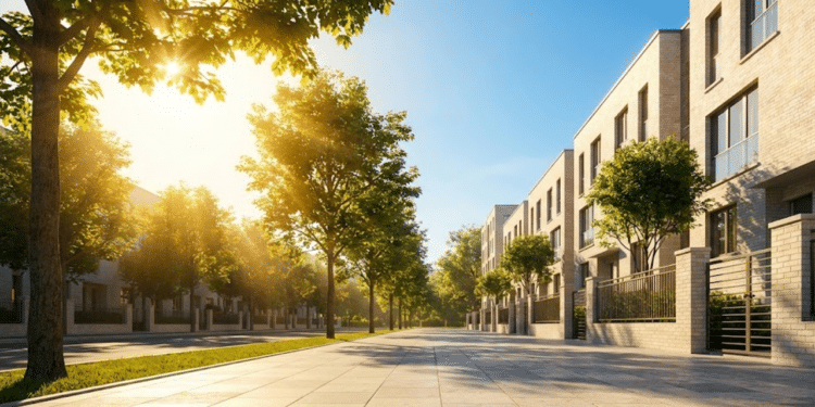 Avenida brasileira moderna e sem fios sob a luz dourada do entardecer