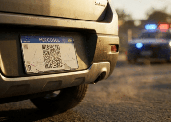 Código QR na placa Mercosul danificada
