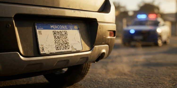 Código QR na placa Mercosul danificada