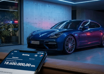 Porsche de luxo e saldo milionário sob luzes de alerta policial