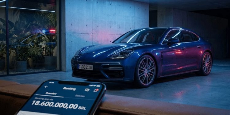 Porsche de luxo e saldo milionário sob luzes de alerta policial