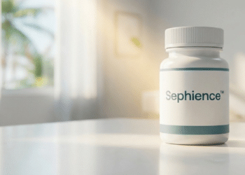 Frasco do novo medicamento Sephience™ em ambiente médico iluminado