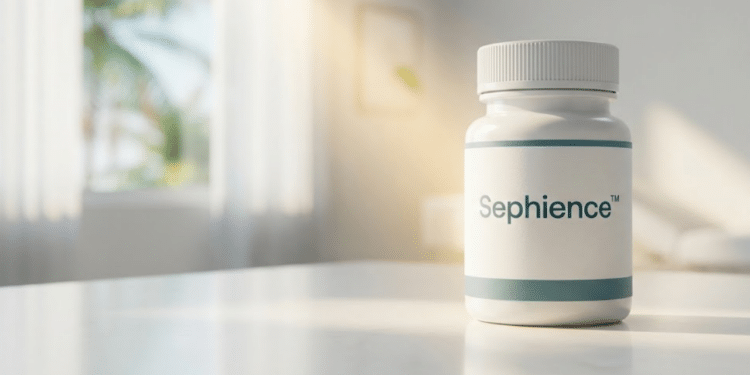 Frasco do novo medicamento Sephience™ em ambiente médico iluminado