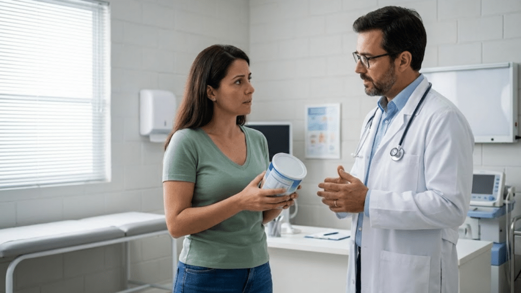 Orientação médica após consumo de produto irregular