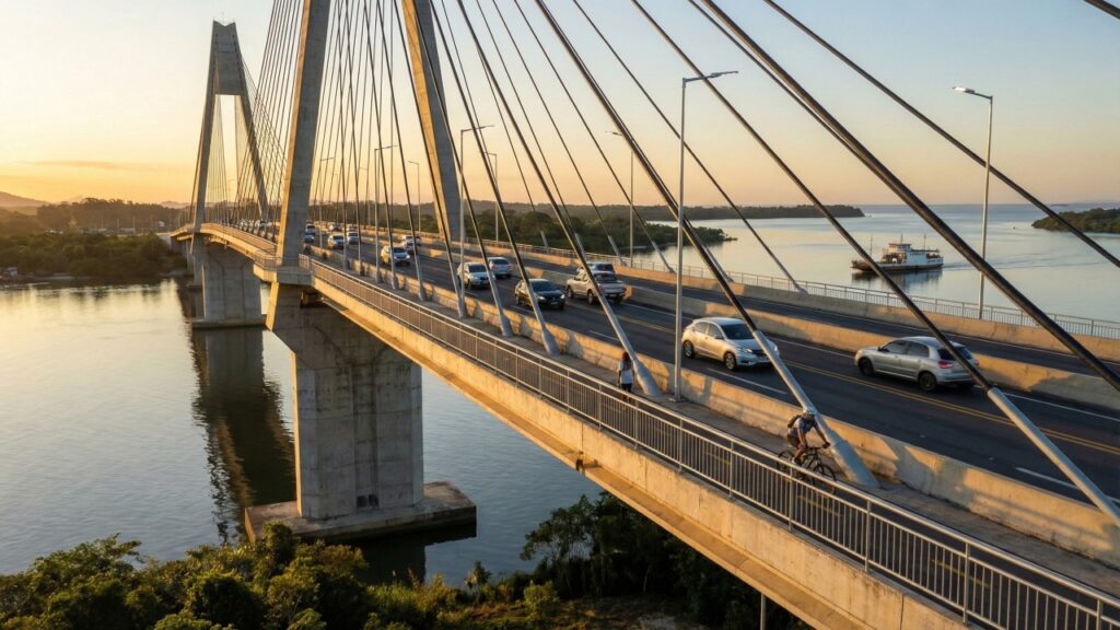 Megaponte de R$ 400 milhões será concluída em 2026 e deve acabar com travessia por balsa no Paraná