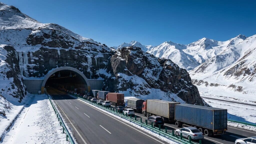 Maior túnel rodoviário expressa do mundo atravessa 22 km sob montanhas geladas reduzindo tempo de viagem de 7 para 3 horas