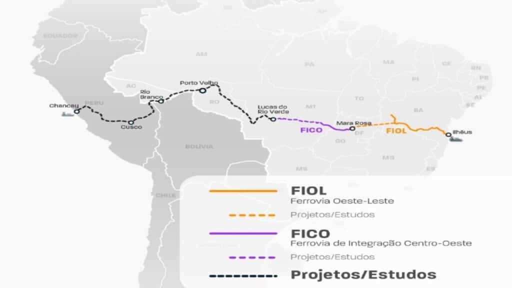 Megaprojeto do Brasil com a China vai construir ferrovia que pode 'cortar' o país para ligar o Atlântico ao Pacífico e promete encurtar a rota para exportações brasileiras