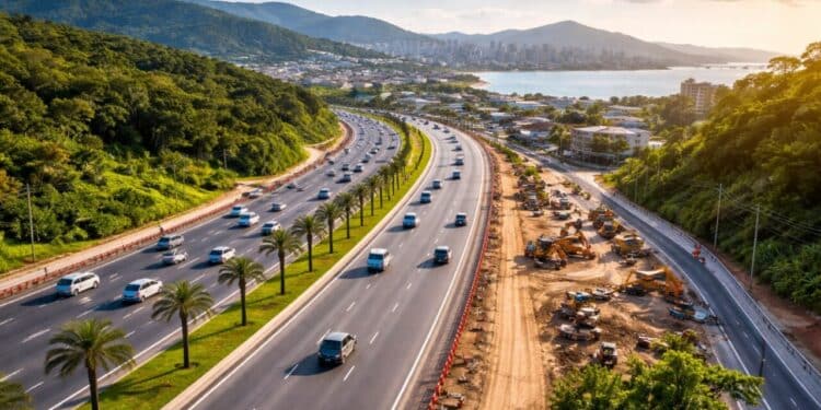 Rodovia considerada 'espinha dorsal' de Florianópolis tem 60% das obras de R$ 73 milhões concluídas em apenas um ano e projeto promete melhorar a qualidade de vida da população
