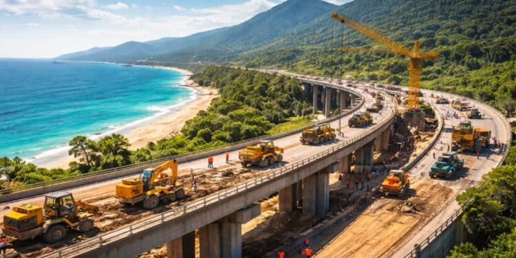 Megaobra para construção da estrada Via Mar vai reduzir viagem de 3 horas para apenas 60 minutos em região importante de SC com investimento de R$ 9,2 bilhões