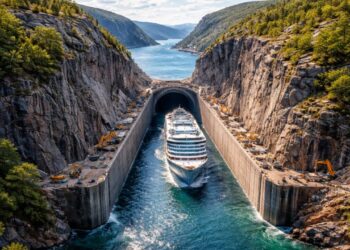 Esse país está investindo mais de R$ 4,8 bilhões em megaprojeto que vai 'cortar' uma montanha ao meio para criar primeiro túnel de navios do mundo