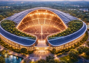 País anuncia obra colossal em universidade que impressiona com transformação de telhado gigante em um auditório para 9 mil pessoas