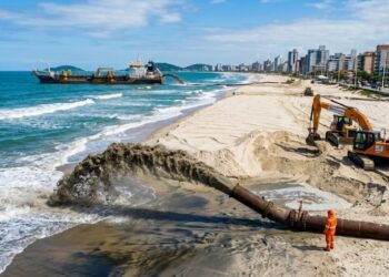 Imagem ilustrativa das obras de alargamento na Praia Central de Balneário Piçarras