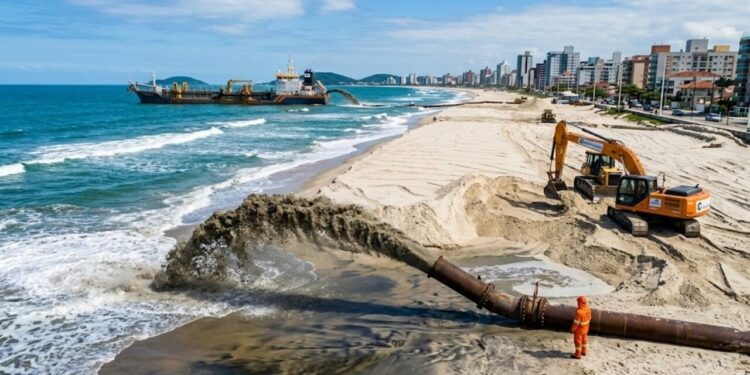 Imagem ilustrativa das obras de alargamento na Praia Central de Balneário Piçarras