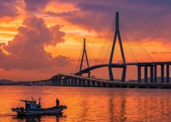 Megaponte de 12,3 km sobre o mar transformou ligação entre ilha e continente e virou referência mundial em engenharia com investimento de R$ 7,2 bilhões