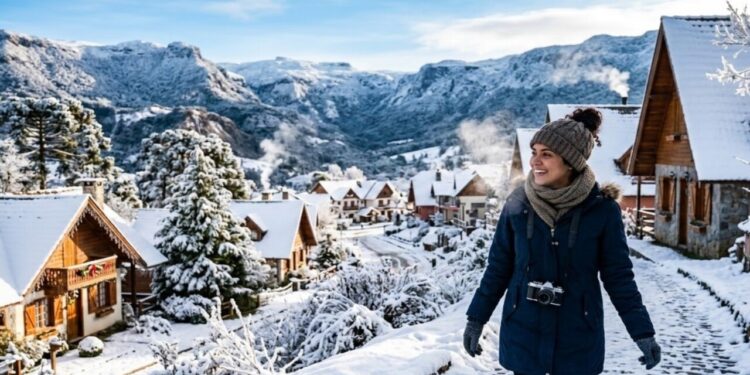 Temperaturas negativas transformam cidade da Serra Catarinense em cenário que parece vilarejo europeu a 1.425 metros de altitude