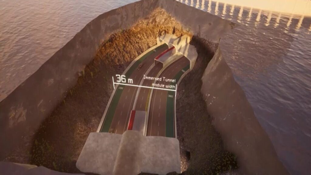 Túnel submerso no litoral de SC terá 36 metros de comprimento e três faixas para cada sentido — Foto: Reprodução/CIM-Amfri