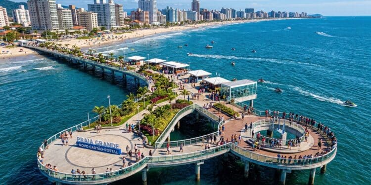 Megaestrutura sobre o mar pode transformar a Praia Grande em novo polo turístico do litoral de São Paulo