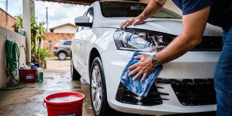 Lavar com mangueira pode gastar até 500 litros de água enquanto o balde usa cerca de 50