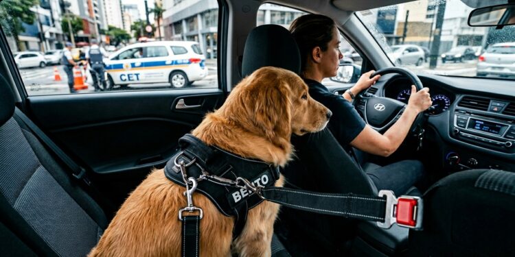 Fiscalização do CTB aplica multa de até R$ 195 e rende pontos na CNH para quem transportar pets no carro com esse descuido