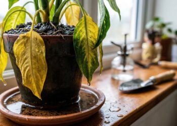 As folhas amarelas da planta podem ser sinal de um cuidado em excesso que afeta diretamente as raízes