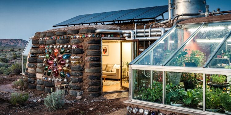 Erguidas com pneus usados e latas recicladas, essas casas no deserto mantêm 22 °C o ano inteiro com água portável