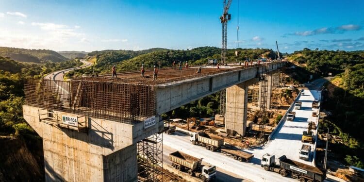 Obras na BR-104 entram em etapa decisiva em Alagoas com novas pistas, pontes e viadutos