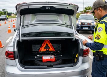 Motoristas podem pagar multa de R$ 195,23 e 5 pontos na CNH em 2026 se não tiverem esses equipamentos obrigatórios no carro